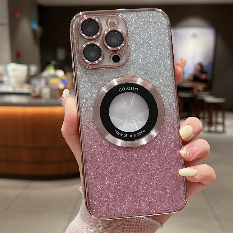 Custodia per telefono in TPU galvanico con glitter sfumato MagSafe, For iPhone 16 Pro, For iPhone 16 Plus, For iPhone 15 Pro Max, For iPhone 15 Pro