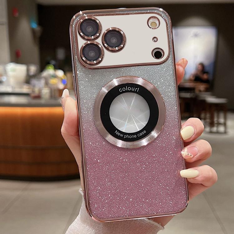 Custodia per telefono in TPU galvanico con glitter sfumato MagSafe, For iPhone 17e / 16e, For iPhone 17 Pro Max, For iPhone 17 Pro