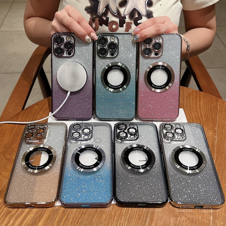 Custodia per telefono in TPU galvanico con glitter sfumato MagSafe, For iPhone 15 Plus, For iPhone 15, For iPhone 14 Plus