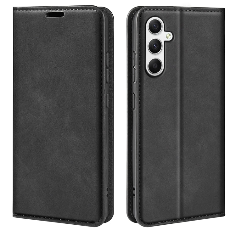 Custodia per telefono in pelle con aspirazione magnetica retro-pelle, For Samsung Galaxy M55 5G, For Samsung Galaxy M15 5G, For Samsung Galaxy A55, For Samsung Galaxy A35