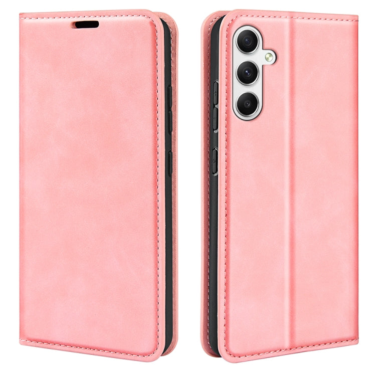Custodia per telefono in pelle con aspirazione magnetica retro-pelle, For Samsung Galaxy M55 5G, For Samsung Galaxy M15 5G, For Samsung Galaxy A55, For Samsung Galaxy A35