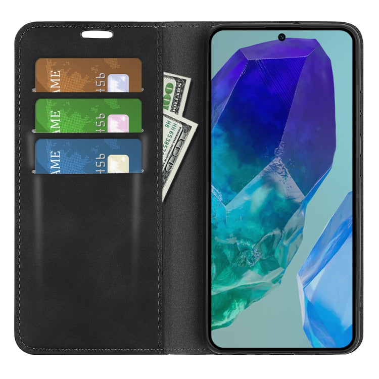 Custodia per telefono in pelle con aspirazione magnetica retro-pelle, For Samsung Galaxy M55 5G, For Samsung Galaxy M15 5G, For Samsung Galaxy A55, For Samsung Galaxy A35