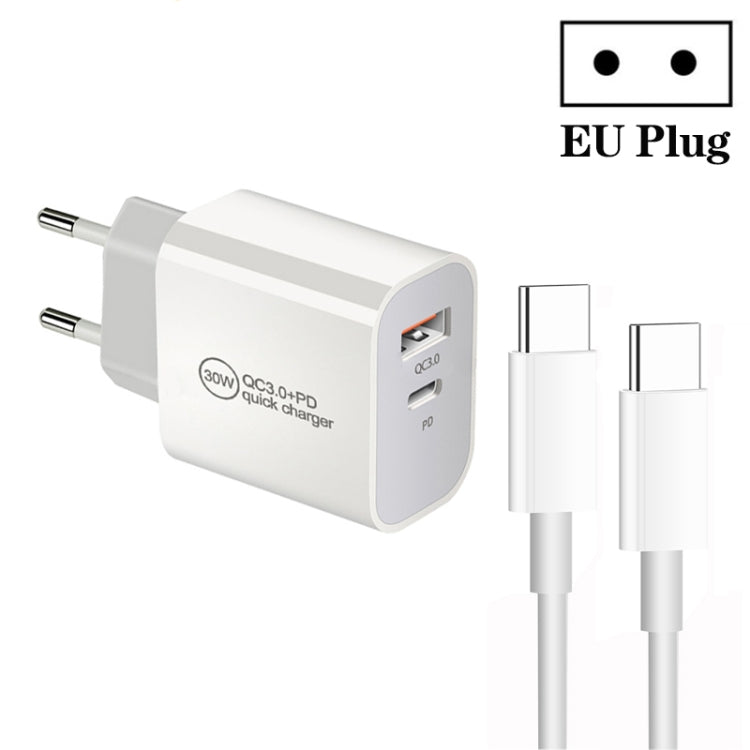 Caricatore doppia porta USB PD30W USB-C + QC3.0 con cavo Type-C