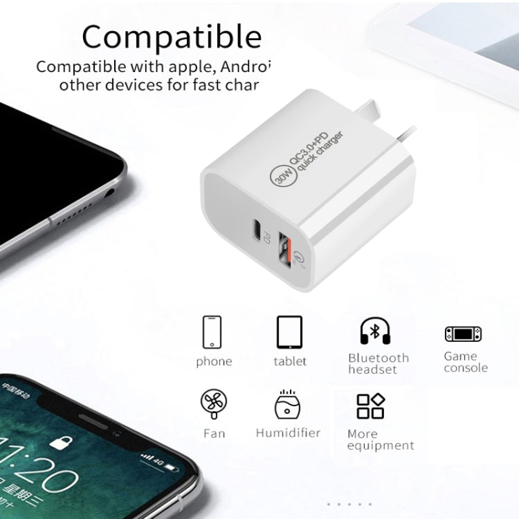 Caricatore doppia porta USB PD30W USB-C + QC3.0 con cavo Type-C