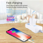 Caricatore a doppia porta USB PD30W USB-C / Type-C + QC3.0 con cavo dati da USB a 8 pin da 1 m, EU Plug, US Plug, AU Plug