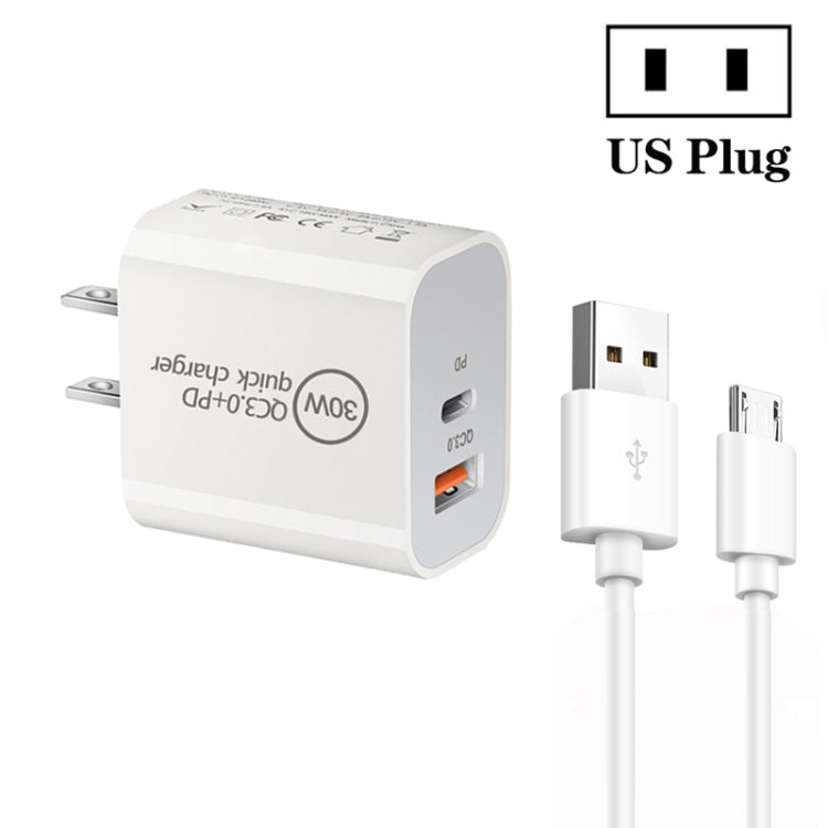 Caricatore doppia porta USB PD30W con cavo Micro USB 1m