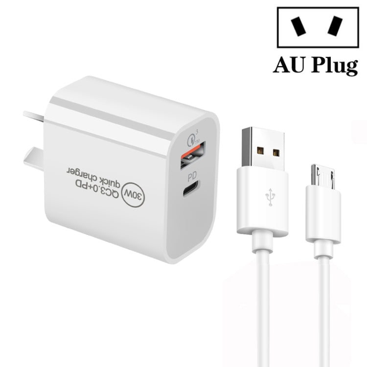 Caricatore doppia porta USB PD30W con cavo Micro USB 1m