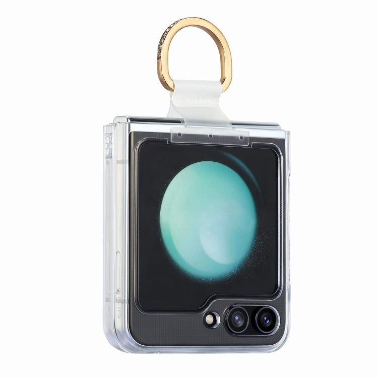 Custodia per telefono antiurto per PC trasparente con anello tempestato di diamanti, For  Samsung Galaxy Z Flip5 5G