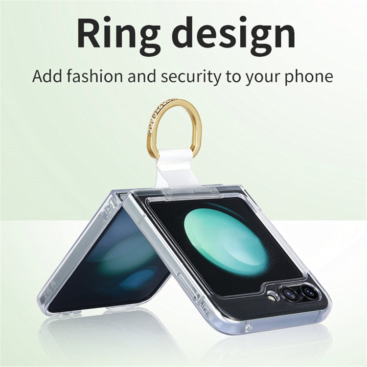 Custodia per telefono antiurto per PC trasparente con anello tempestato di diamanti, For  Samsung Galaxy Z Flip5 5G