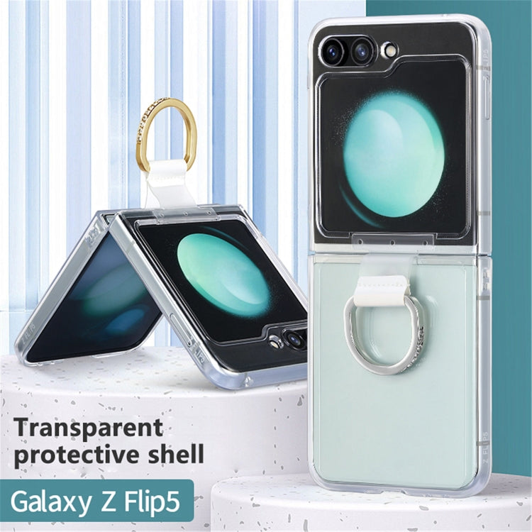 Custodia per telefono antiurto per PC trasparente con anello tempestato di diamanti, For  Samsung Galaxy Z Flip5 5G