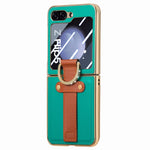 Custodia per telefono ad anello integrata con schermo posteriore in PC con placcatura brillante, For Samsung Galaxy Z Flip5 5G