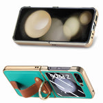 Custodia per telefono ad anello integrata con schermo posteriore in PC con placcatura brillante, For Samsung Galaxy Z Flip5 5G