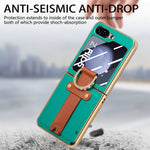 Custodia per telefono ad anello integrata con schermo posteriore in PC con placcatura brillante, For Samsung Galaxy Z Flip5 5G