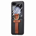 Custodia per telefono ad anello integrata con schermo posteriore in PC con placcatura brillante, For Samsung Galaxy Z Flip5 5G