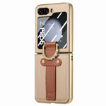 Custodia per telefono ad anello integrata con schermo posteriore in PC con placcatura brillante, For Samsung Galaxy Z Flip5 5G