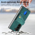 Custodia per telefono in pelle pieghevole con portafoglio per carte retrò con cinturino, For Samsung Galaxy Z Fold6 5G, For Samsung Galaxy Z Fold5 5G