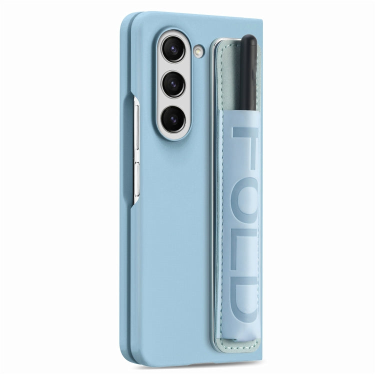 Custodia per telefono in pelle con impugnatura da polso in pellicola integrata con slot per penna, For Samsung   Galaxy Z Fold5 5G