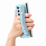 Custodia per telefono in pelle con impugnatura da polso in pellicola integrata con slot per penna, For Samsung   Galaxy Z Fold5 5G