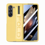 Custodia per telefono in pelle con impugnatura da polso in pellicola integrata con slot per penna, For Samsung   Galaxy Z Fold5 5G