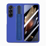 Custodia per telefono in pelle con impugnatura da polso in pellicola integrata con slot per penna, For Samsung   Galaxy Z Fold5 5G