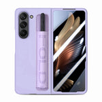 Custodia per telefono in pelle con impugnatura da polso in pellicola integrata con slot per penna, For Samsung   Galaxy Z Fold5 5G