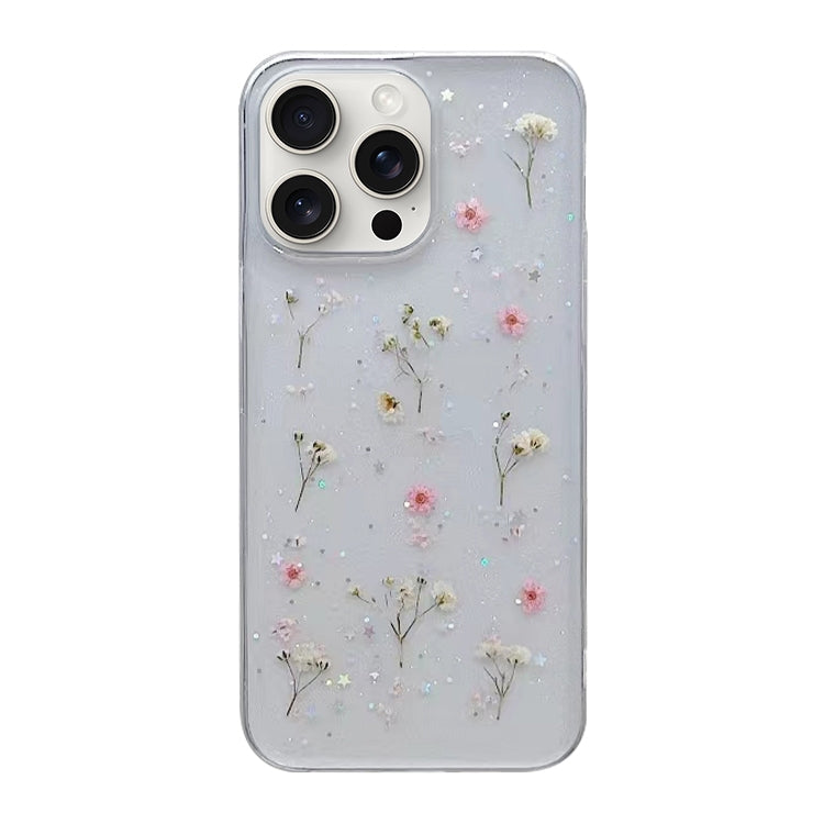 Custodia protettiva in TPU con motivo a fiori Gypsophila, For iPhone 17e / 16e, For iPhone 16 Pro Max, For iPhone 16 Pro, For iPhone 16 Plus, For iPhone 16, For iPhone 15 Pro Max