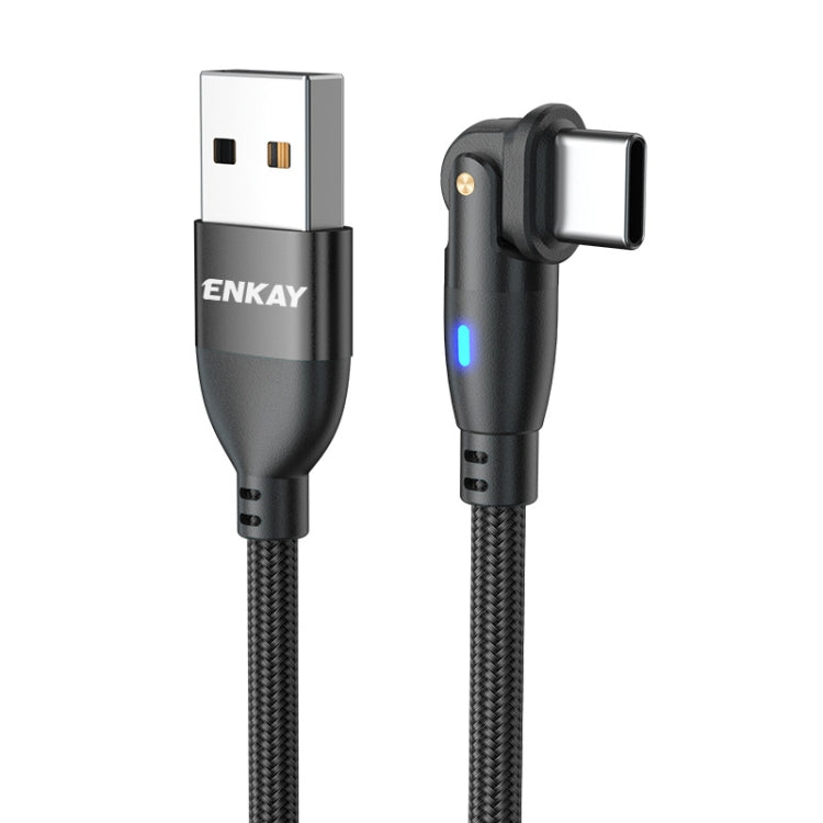 ENKAY Cavo dati di ricarica rapida da USB a tipo C 3A con rotazione di 180 gradi con luce a LED, 1m, 2m