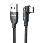 ENKAY Cavo dati di ricarica rapida da USB a tipo C 3A con rotazione di 180 gradi con luce a LED, 1m, 2m
