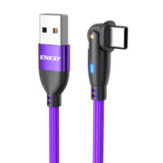 ENKAY Cavo dati di ricarica rapida da USB a tipo C 3A con rotazione di 180 gradi con luce a LED, 1m, 2m