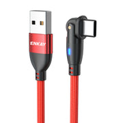 ENKAY Cavo dati di ricarica rapida da USB a tipo C 3A con rotazione di 180 gradi con luce a LED, 1m, 2m