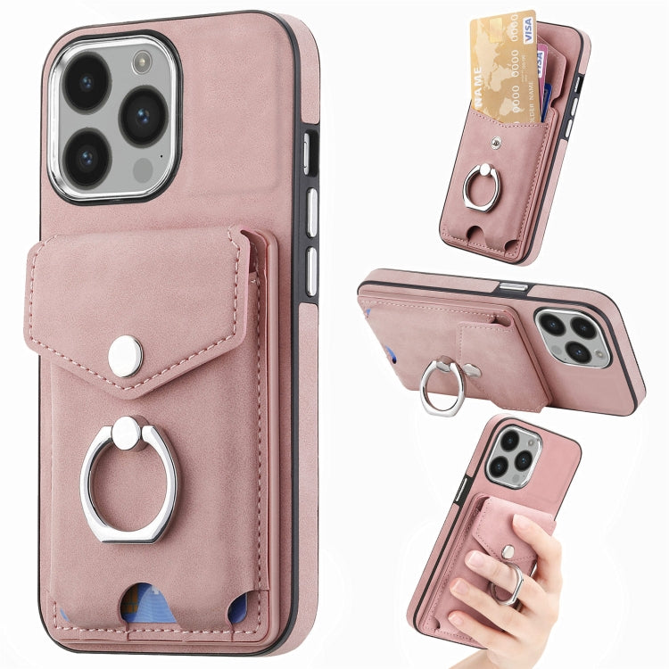 Cassa del telefono del portafoglio della carta dell'anello di cuoio di pelle-sensazione galvanica, For iPhone 14 Pro, For  iPhone 14 Pro Max