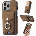 Cassa del telefono del portafoglio della carta dell'anello di cuoio di pelle-sensazione galvanica, For iPhone 14 Pro, For  iPhone 14 Pro Max