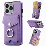 Cassa del telefono del portafoglio della carta dell'anello di cuoio di pelle-sensazione galvanica, For iPhone 14 Pro, For  iPhone 14 Pro Max