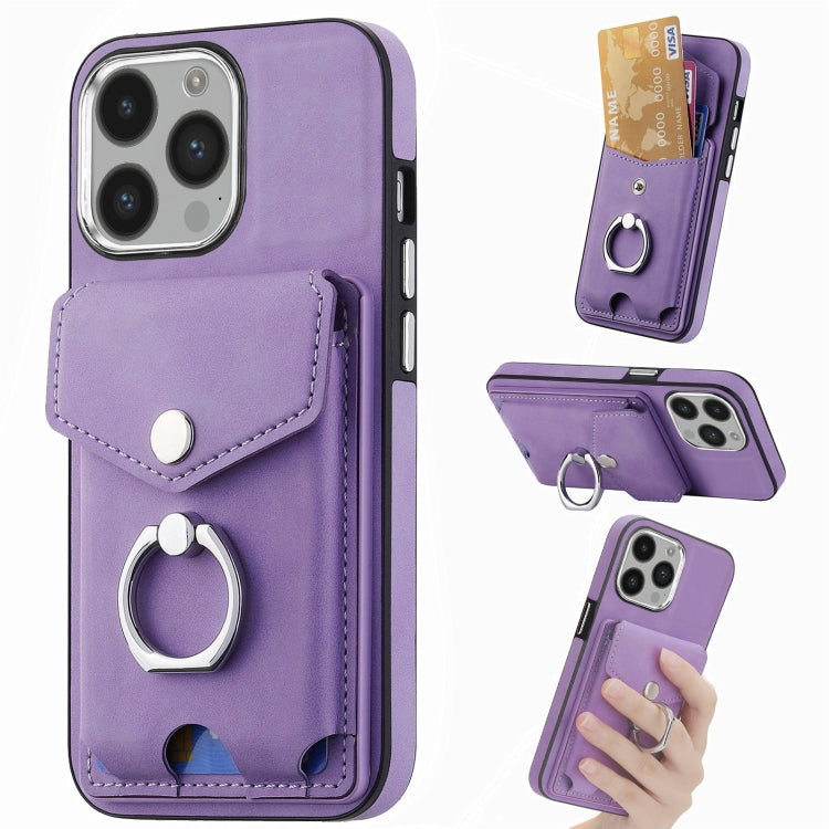 Cassa del telefono del portafoglio della carta dell'anello di cuoio di pelle-sensazione galvanica, For iPhone 14 Pro, For  iPhone 14 Pro Max