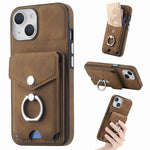 Cassa del telefono del portafoglio della carta dell'anello di cuoio di pelle-sensazione galvanica, For  iPhone 15 Plus, For iPhone 15 Pro Max, For  iPhone 15, For iPhone 15 Pro