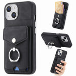 Cassa del telefono del portafoglio della carta dell'anello di cuoio di pelle-sensazione galvanica, For  iPhone 15 Plus, For iPhone 15 Pro Max, For  iPhone 15, For iPhone 15 Pro