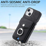 Cassa del telefono del portafoglio della carta dell'anello di cuoio di pelle-sensazione galvanica, For  iPhone 15 Plus, For iPhone 15 Pro Max, For  iPhone 15, For iPhone 15 Pro