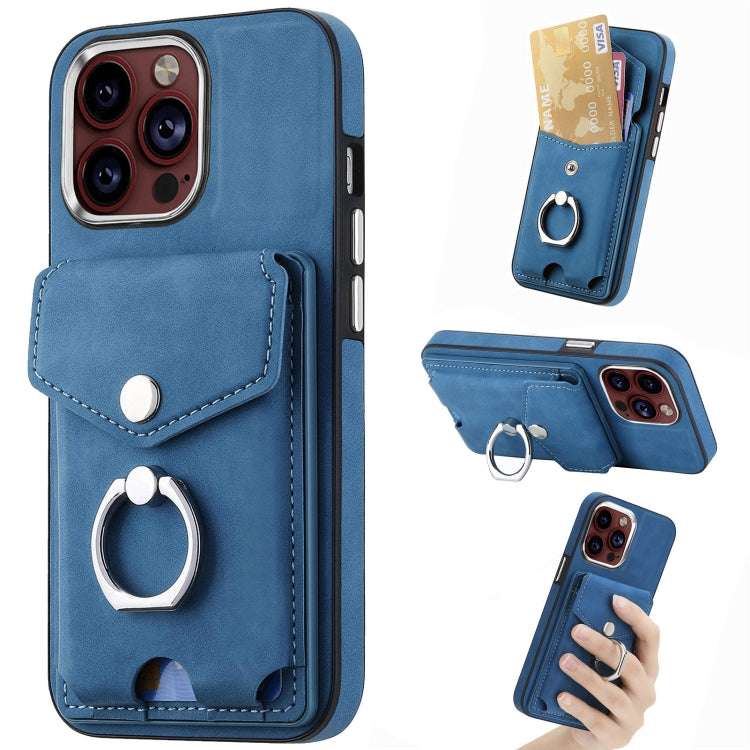Cassa del telefono del portafoglio della carta dell'anello di cuoio di pelle-sensazione galvanica, For  iPhone 15 Plus, For iPhone 15 Pro Max, For  iPhone 15, For iPhone 15 Pro