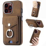 Cassa del telefono del portafoglio della carta dell'anello di cuoio di pelle-sensazione galvanica, For  iPhone 15 Plus, For iPhone 15 Pro Max, For  iPhone 15, For iPhone 15 Pro