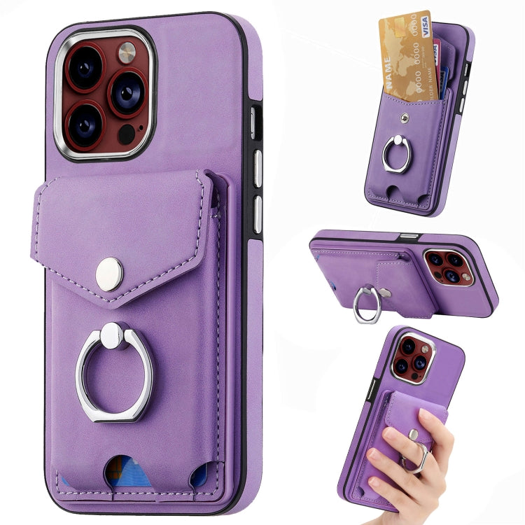 Cassa del telefono del portafoglio della carta dell'anello di cuoio di pelle-sensazione galvanica, For  iPhone 15 Plus, For iPhone 15 Pro Max, For  iPhone 15, For iPhone 15 Pro
