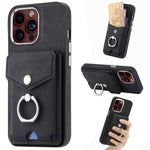 Cassa del telefono del portafoglio della carta dell'anello di cuoio di pelle-sensazione galvanica, For  iPhone 15 Plus, For iPhone 15 Pro Max, For  iPhone 15, For iPhone 15 Pro