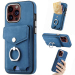 Cassa del telefono del portafoglio della carta dell'anello di cuoio di pelle-sensazione galvanica, For  iPhone 15 Plus, For iPhone 15 Pro Max, For  iPhone 15, For iPhone 15 Pro