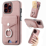 Cassa del telefono del portafoglio della carta dell'anello di cuoio di pelle-sensazione galvanica, For  iPhone 15 Plus, For iPhone 15 Pro Max, For  iPhone 15, For iPhone 15 Pro