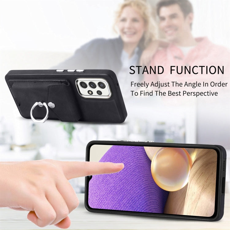 Cassa del telefono del portafoglio della carta dell'anello di cuoio di pelle-sensazione galvanica, For Samsung Galaxy A32 5G, For Samsung Galaxy A12 4G, For Samsung Galaxy A21S