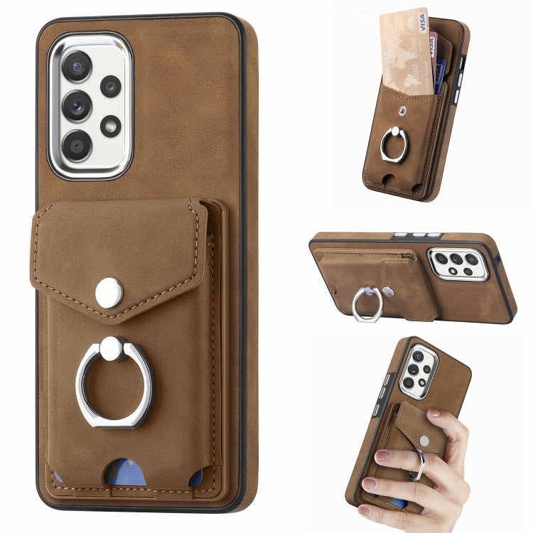 Cassa del telefono del portafoglio della carta dell'anello di cuoio di pelle-sensazione galvanica, For Samsung Galaxy S21 FE 5G, For Samsung Galaxy  A32 4G, For Samsung Galaxy A72, For Samsung Galaxy A52
