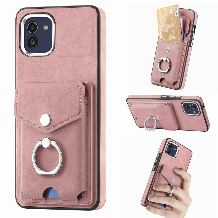Cassa del telefono del portafoglio della carta dell'anello di cuoio di pelle-sensazione galvanica, For Samsung Galaxy A03 166mm, For Samsung Galaxy A03 164mm, For Samsung Galaxy A13 4G, For Samsung Galaxy S22+ 5G