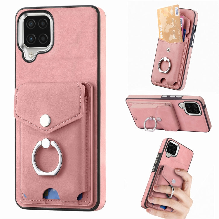 Cassa del telefono del portafoglio della carta dell'anello di cuoio di pelle-sensazione galvanica, For Samsung Galaxy A32 5G, For Samsung Galaxy A12 4G, For Samsung Galaxy A21S