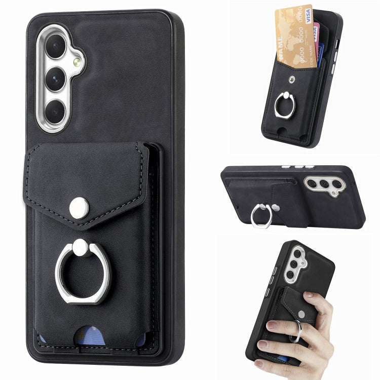 Cassa del telefono del portafoglio della carta dell'anello di cuoio di pelle-sensazione galvanica, For Samsung Galaxy S22 5G, For Samsung Galaxy A13 5G, For Samsung Galaxy A22 4G, For Samsung Galaxy A22 5G
