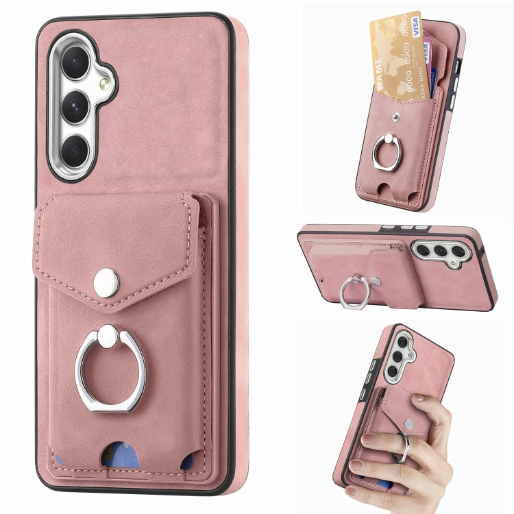 Cassa del telefono del portafoglio della carta dell'anello di cuoio di pelle-sensazione galvanica, For Samsung Galaxy S22 5G, For Samsung Galaxy A13 5G, For Samsung Galaxy A22 4G, For Samsung Galaxy A22 5G