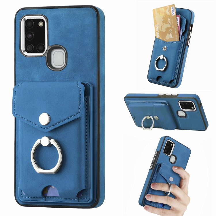 Cassa del telefono del portafoglio della carta dell'anello di cuoio di pelle-sensazione galvanica, For Samsung Galaxy A32 5G, For Samsung Galaxy A12 4G, For Samsung Galaxy A21S